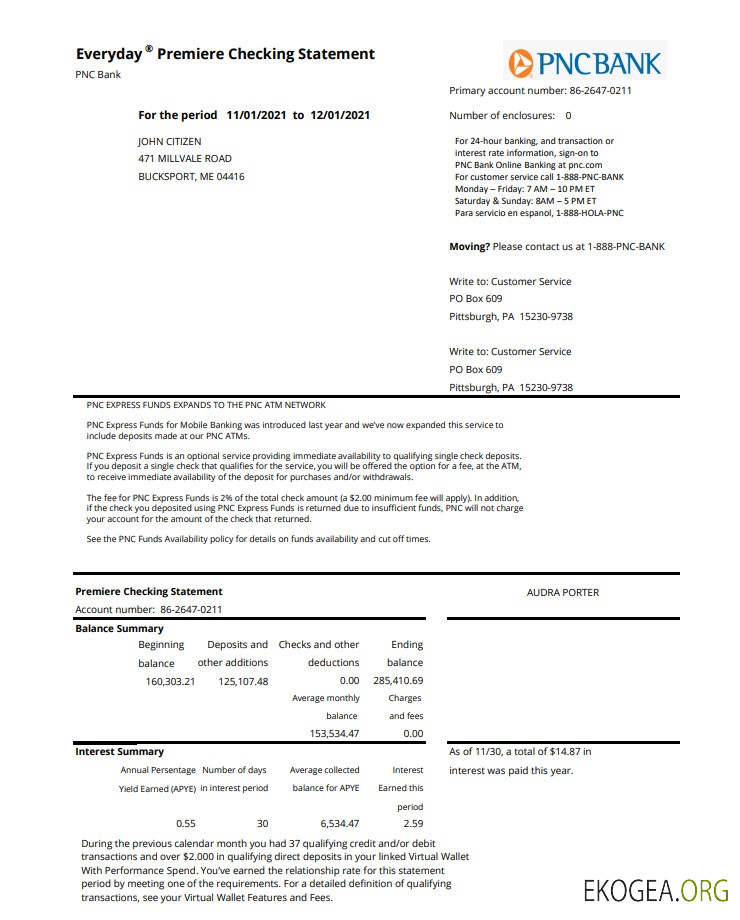 États Unis PNC excel pdf